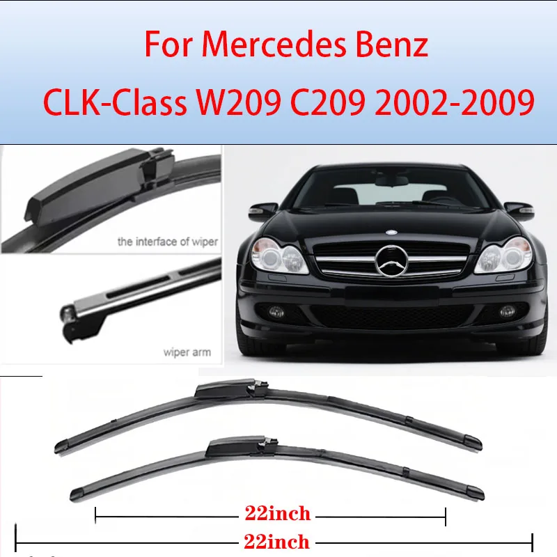 

Для Mercedes Benz CLK-Class W209 C209 CLK 200 240 270 280 320 350 500 550 55 63 AMG Щетки переднего стеклоочистителя 22 "+ 22" Аксессуары