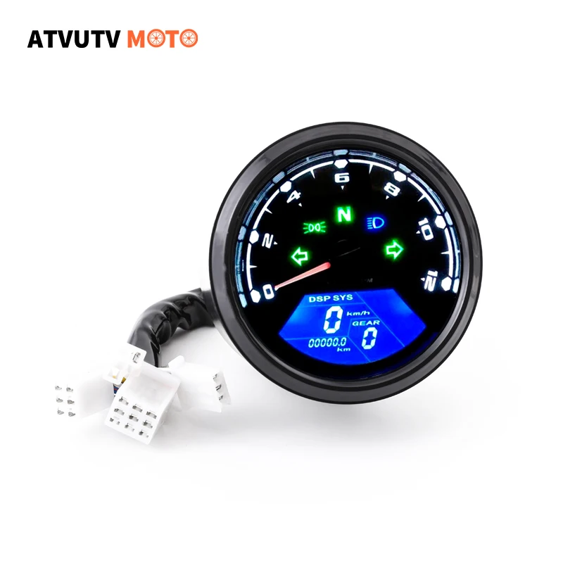 Universal Motorcycle 12000RMP LCD Speedometer Odometer Tachometer W Sensor 1-4 Cylinders Motorbike Gauge Motorcycle Digital Dash