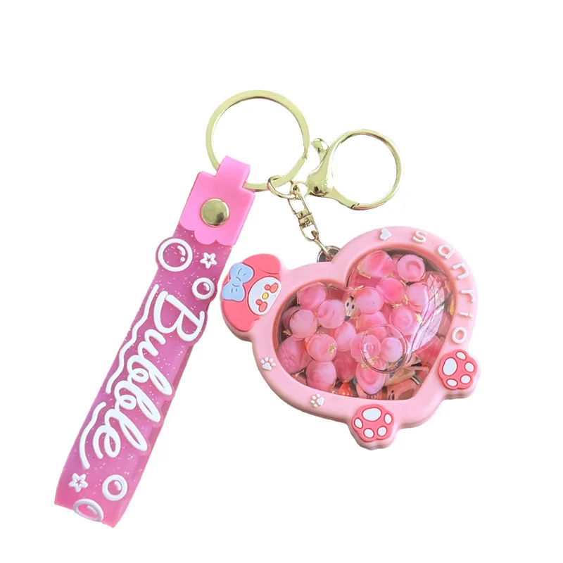 Miniso creative heart-shaped keychains, cute couple car keychains, bag pendants