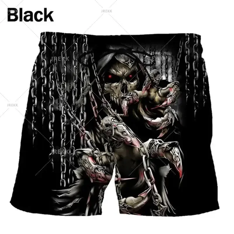 Grim Reaper Men's Shorts Skull Beach Shorts 3D Printed Swim Trunks Summer New Men's Shorts Fashion Oversized Men's Clothing