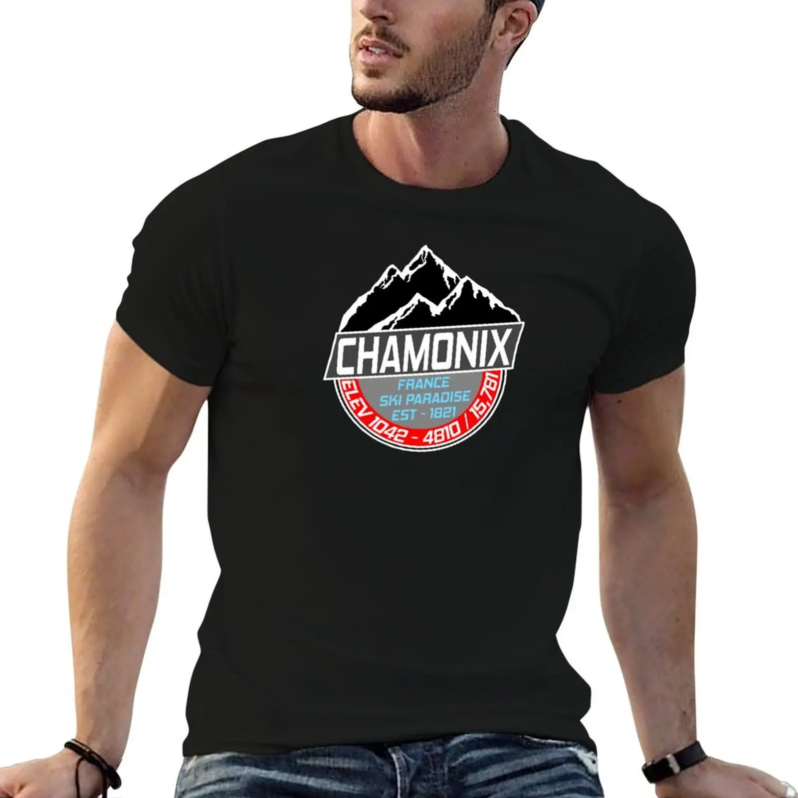 Camiseta de algodón Ski Paradise Blanc, camiseta Chamonix, camiseta de esquí para hombre, Mont pack, algodón francés