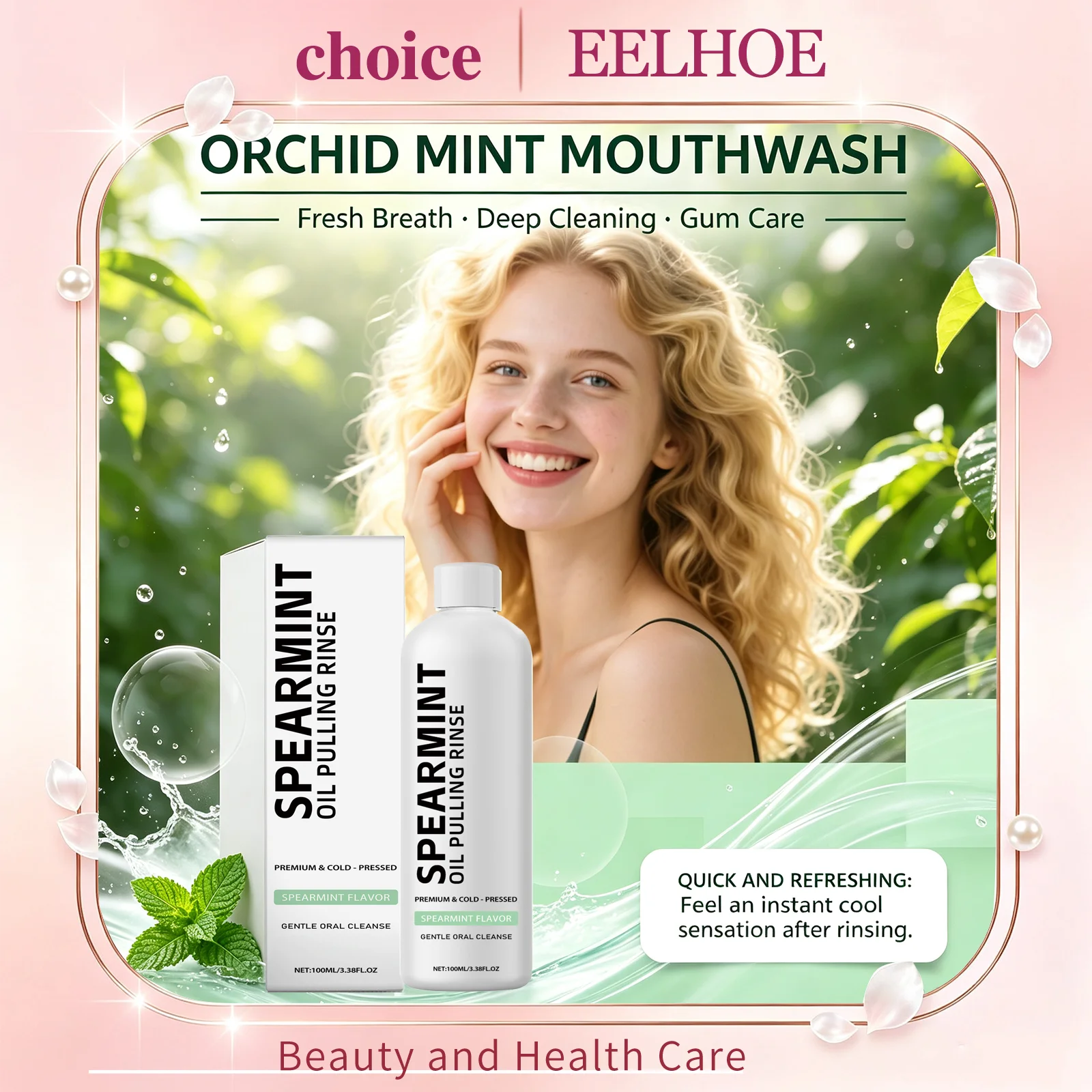 Orchid Mint Oil Pulling Mouthwash Fresh Breath Deep Cleaning Remove Food Residue Relieve Odor Gum Health Care Oral Rinse Liquid