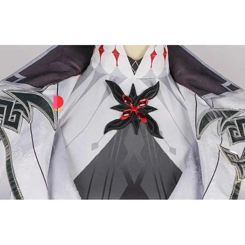 Genshin Impact в наличии Knave Harlequin Косплей Костюм Fatui Harbinger Полный комплект Сапоги на каблуке Парик Высокое качество для фанатов Вечеринка