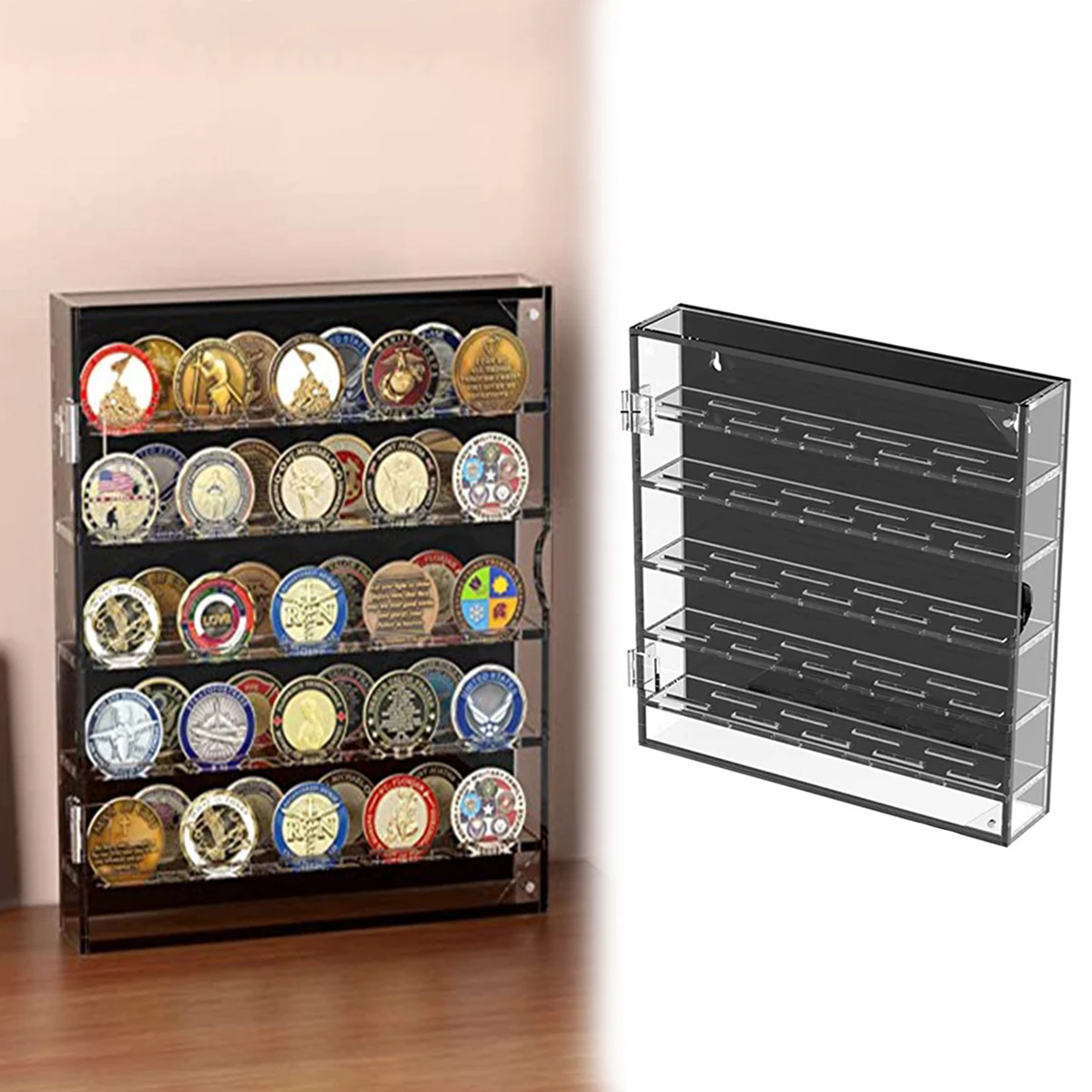 Acrylic Round Coin Box Transparent Plexiglass Display Box Gold Coin Collector Box Badge Organiser 260*300*50mm