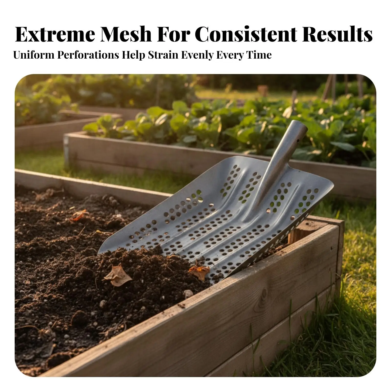 Heavy Duty Sand Sifting Shovel Manganese Steel Garden Sieve Spade for Soil Gravel Separation Landscaping Debris Filter Tool