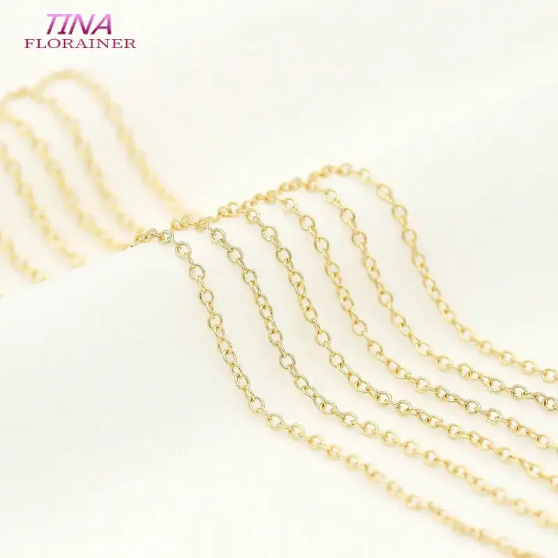 1 Meter Wholesale High Quality 14k Gold Color Plated Brass Round Oval Shape Chains For Jewelry Making DIY Jewellery Supplies