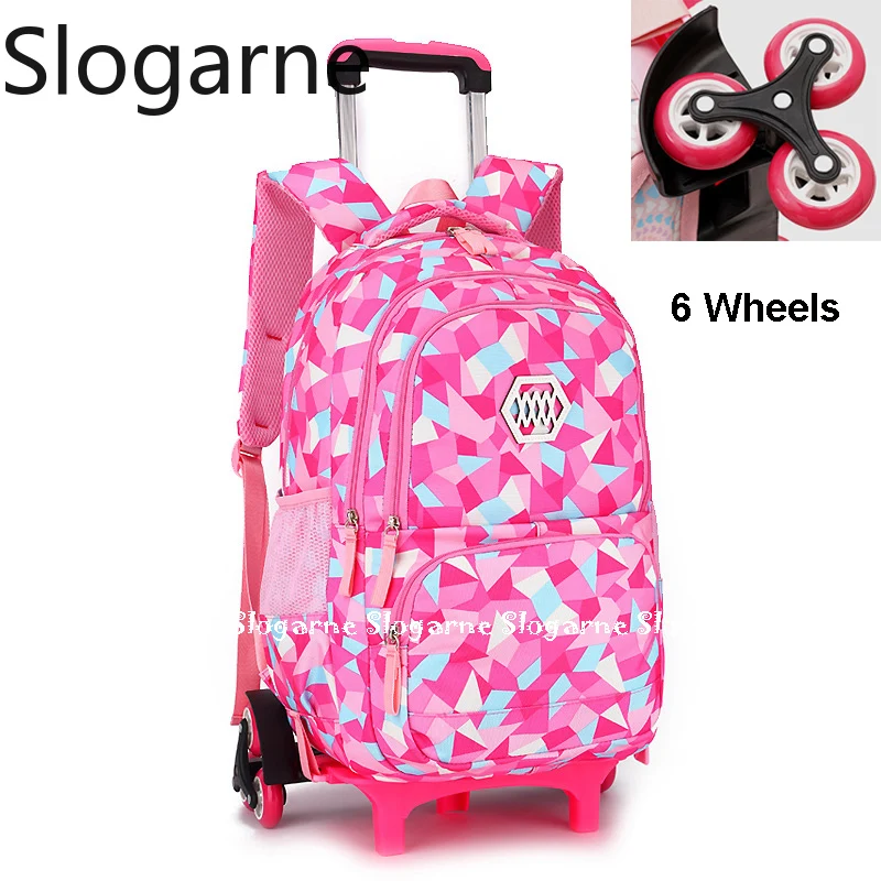 Rolling School Bags for Girls Backpack Children Waterproof School Backpacks with Wheels Middle School Trolley Luggage Back Pack
