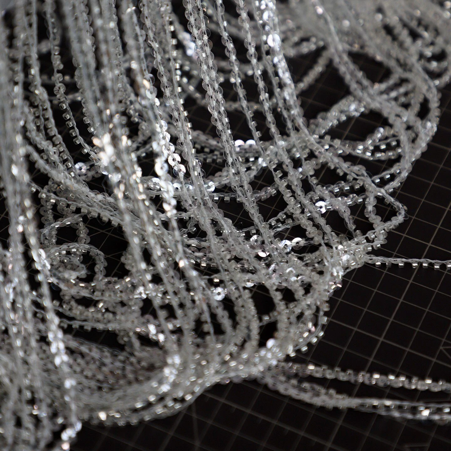 Exquisite Tassel Sequin Fabric Luxury Lace Trim for Sewing HighEnd Wedding Dresses  Evening Gowns Designer Apparel Fabric Supply