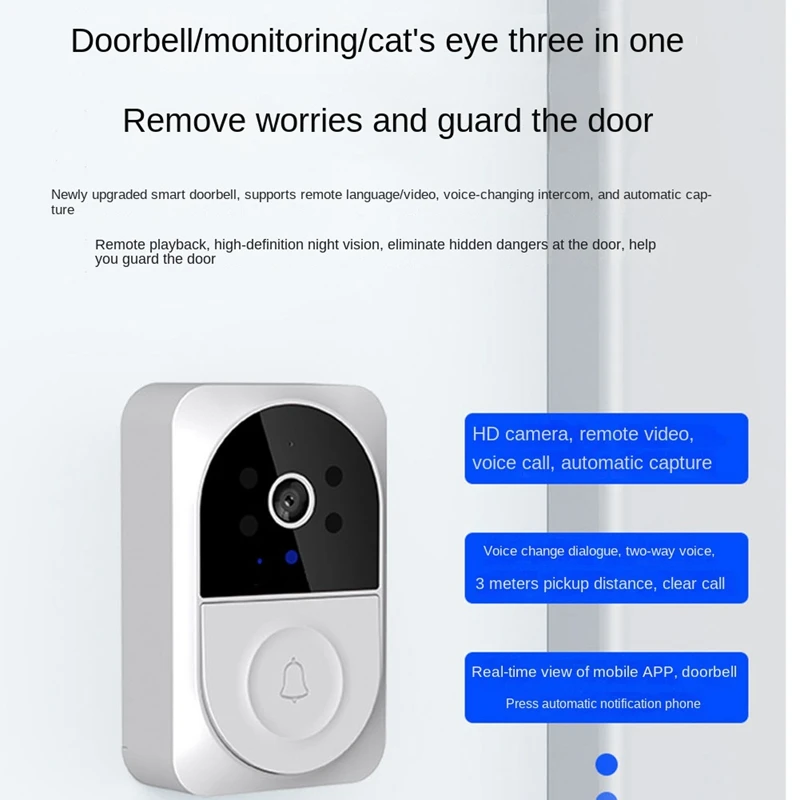 الذكية اللاسلكية عن بعد جرس باب يتضمن شاشة عرض فيديو مع الرنين المنزل الاتصال الداخلي HD للرؤية الليلية واي فاي الأمن الجرس كام جرس الباب الذكي