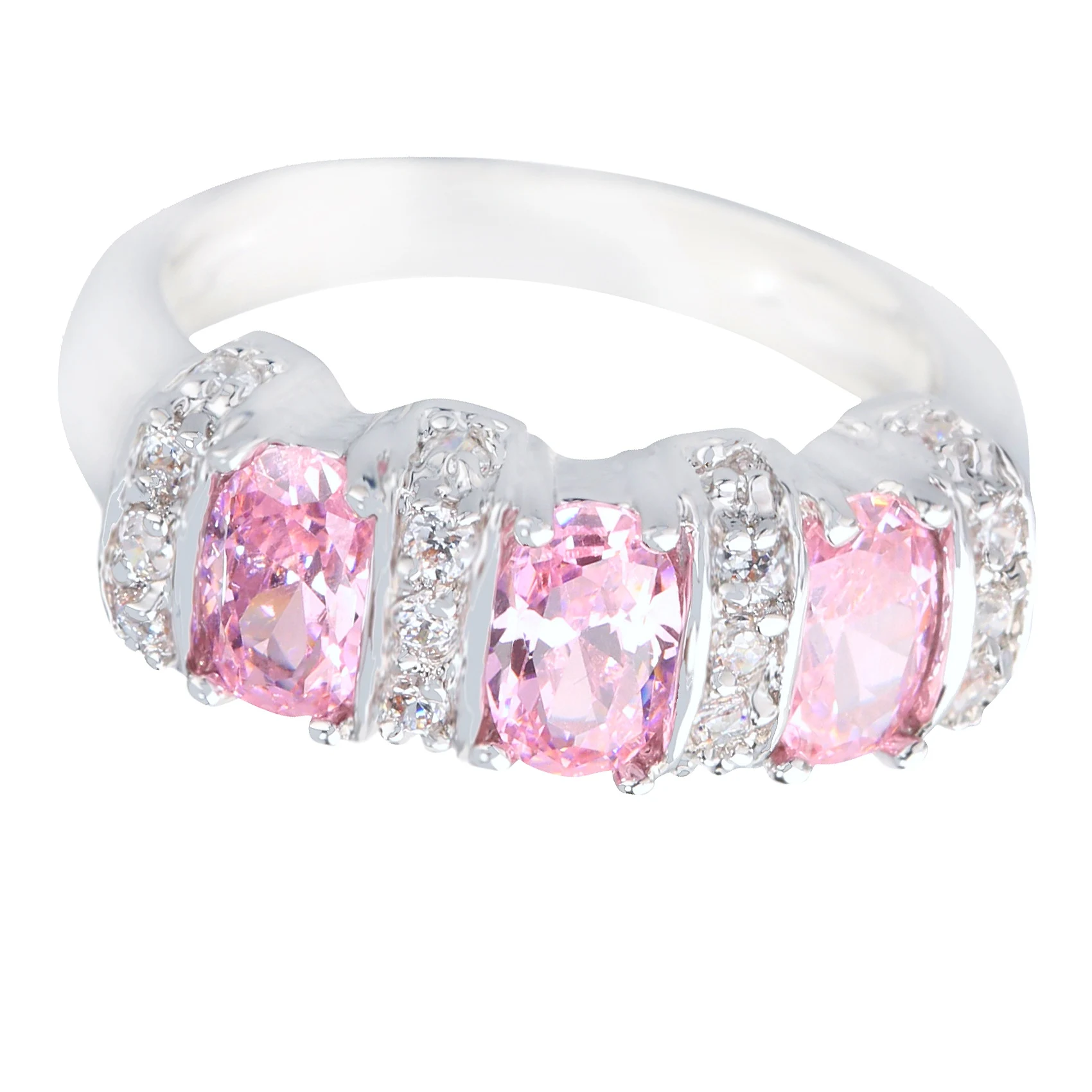 4*6mm Pink Kunzite6  925 Sterling Silver Ring Q0816-F