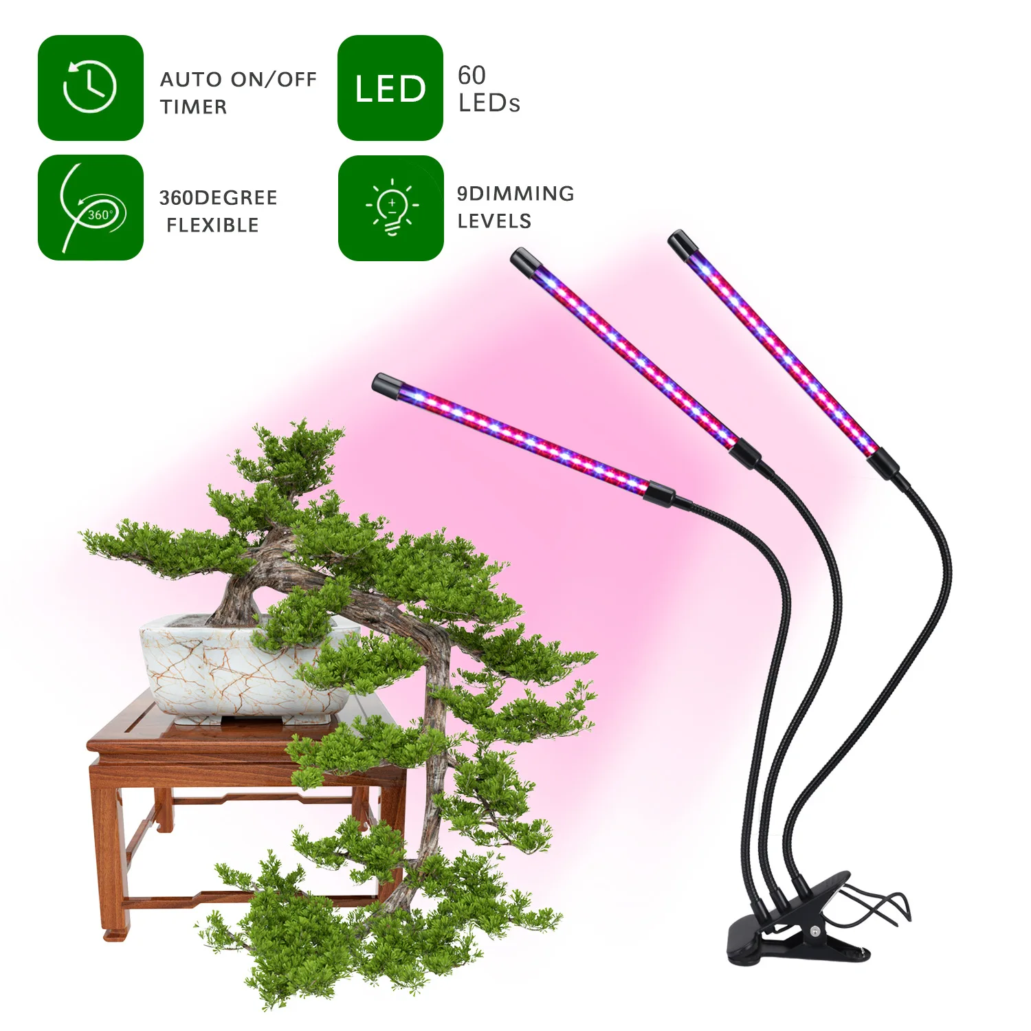 Three-head clip plant light fill light full-spectrum LED plant growth light manufacturer gardening light