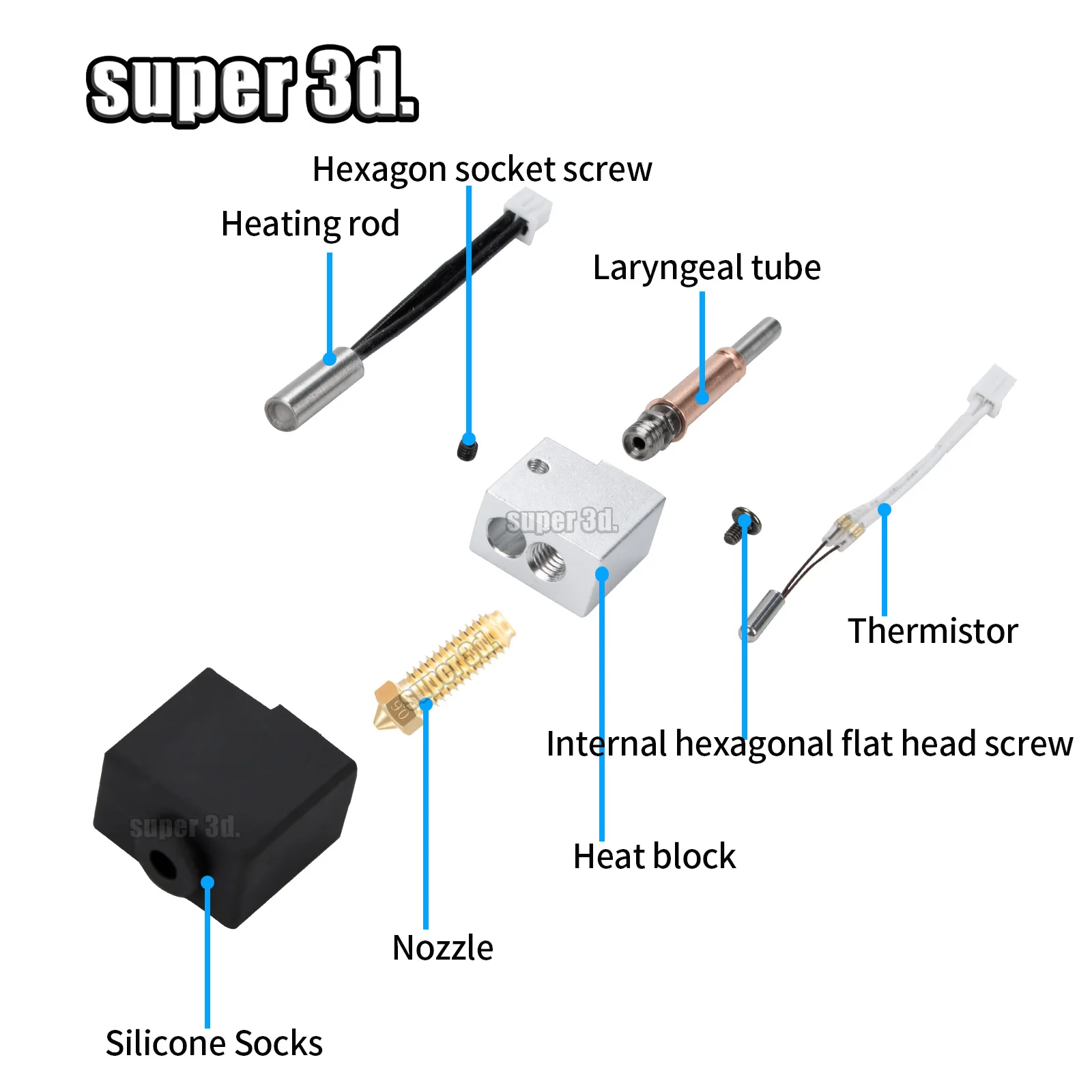 Anycubic Kobra 3 Combo Hotend Kit Nozzle Thermistor Heating 24v 50w Heater Block Silicone Sock Kobra K3 Spare Parts Accesories