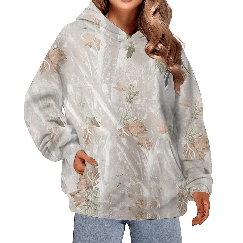 Casual Pullover Printed Hoodie For Vacation Brand New Female Fit Regular Length Moderate Elasticity Printed Pattern