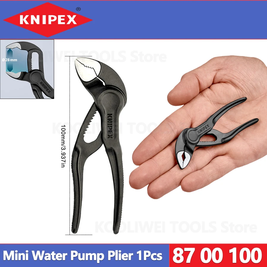 

KNIPEX 8700100 Cobra XS Mini Water Pump Plier 1Pcs 100mm 11 Quick Adjustment Positions Suitable for Narrow Spaces