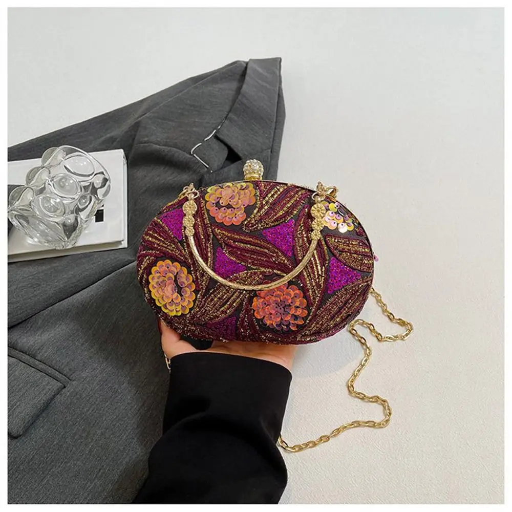 

Retro Glitter Evening Banquet Bag Exquisite Embroidery Shiny Crossbody Bag Sweet Mobile Phone Pouch Elegant Handbag Women