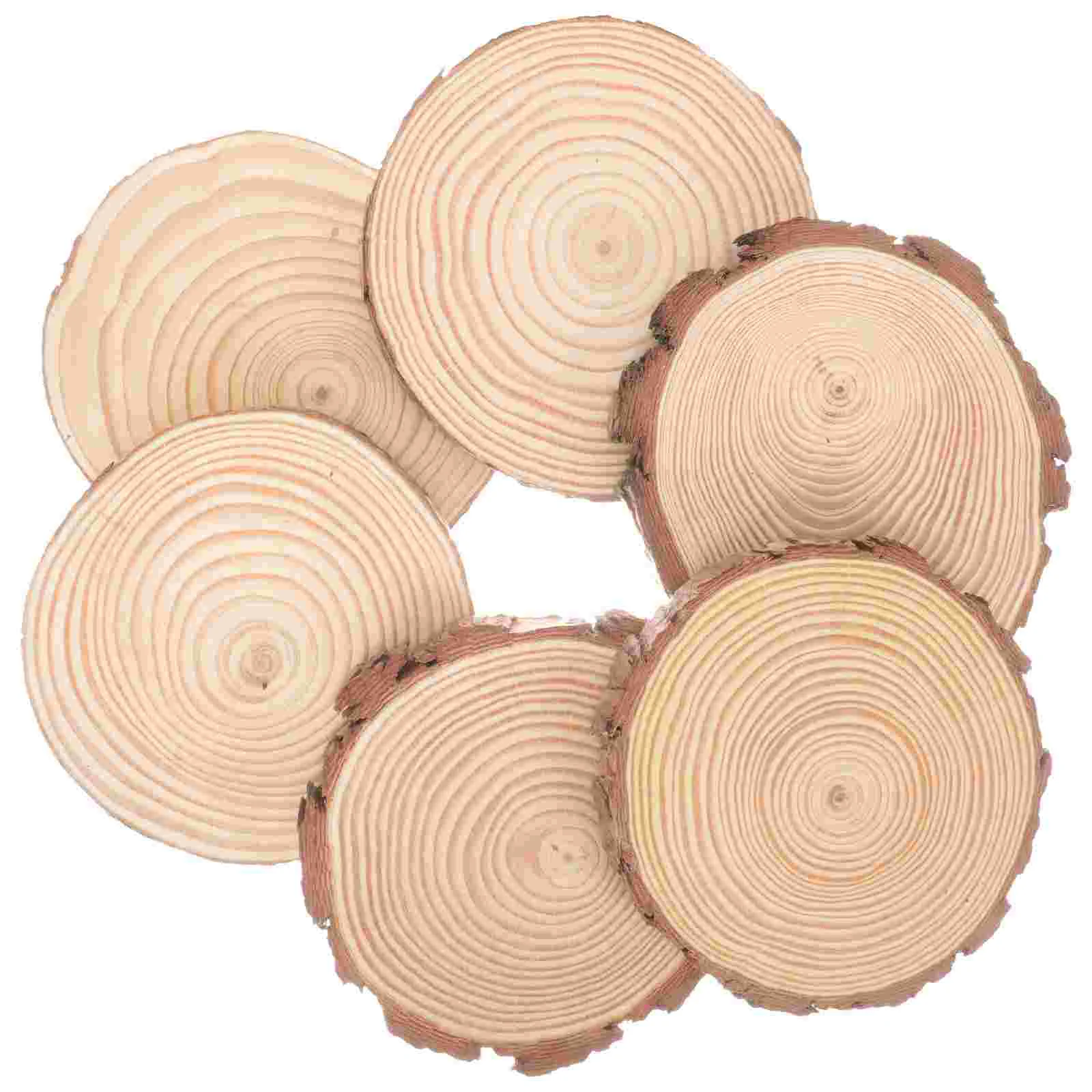 

6 Pcs Slice Round Log Discs Cup Coasters Wooden Circles Slices for Crafts DIY Bark Child