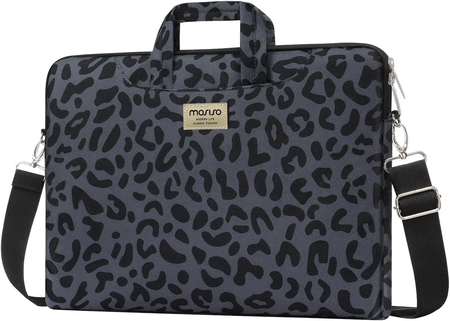 

Laptop Shoulder Bag 15.6 inch Compatible with MacBook Air 15 M4 M3 M2 Pro 16 2025-2019 Leopard Grain Briefcase Sleeve