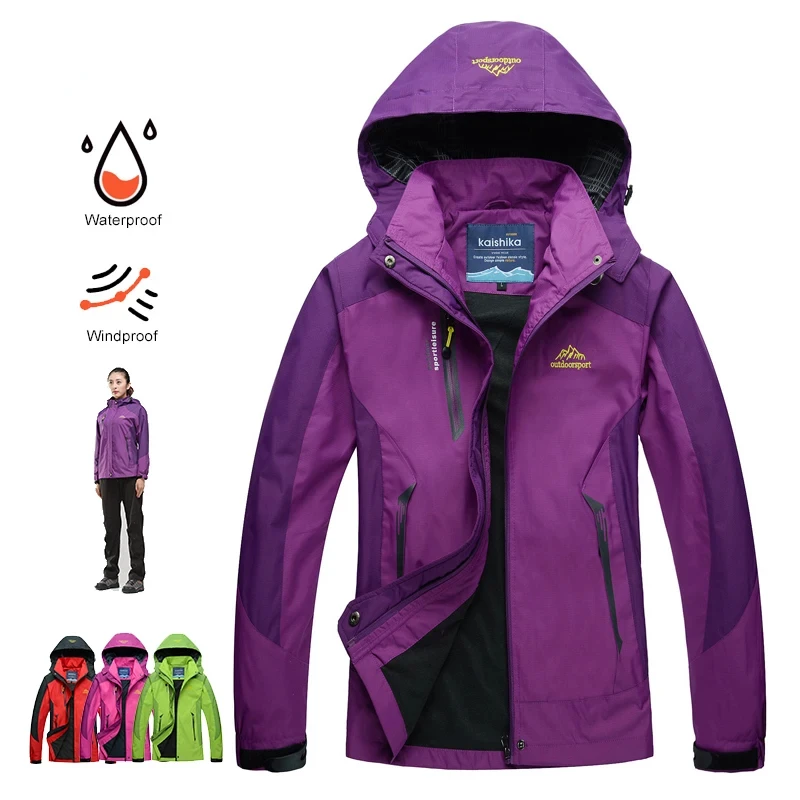 Camping Hiking Jacket Women Autumn Outdoor Sports Coats Climbing Trekking Windbreaker Travel Waterproof Purple Rosy