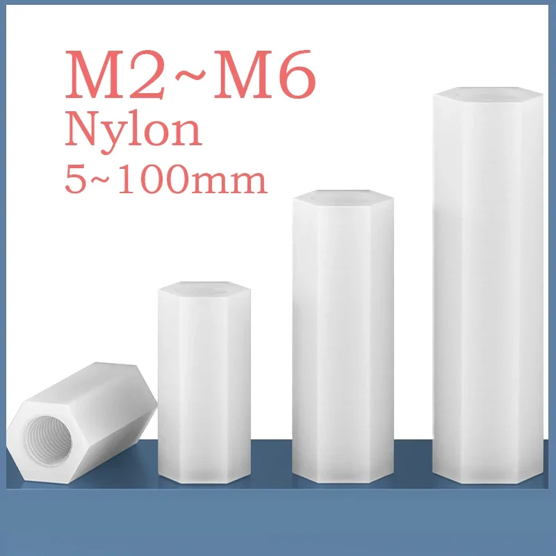 10~30 Pcs White Nylon Hex Standoff M2 M2.5 M3 M4 M5 M6 Standoff Spacer Column Plastic Spacing Screws