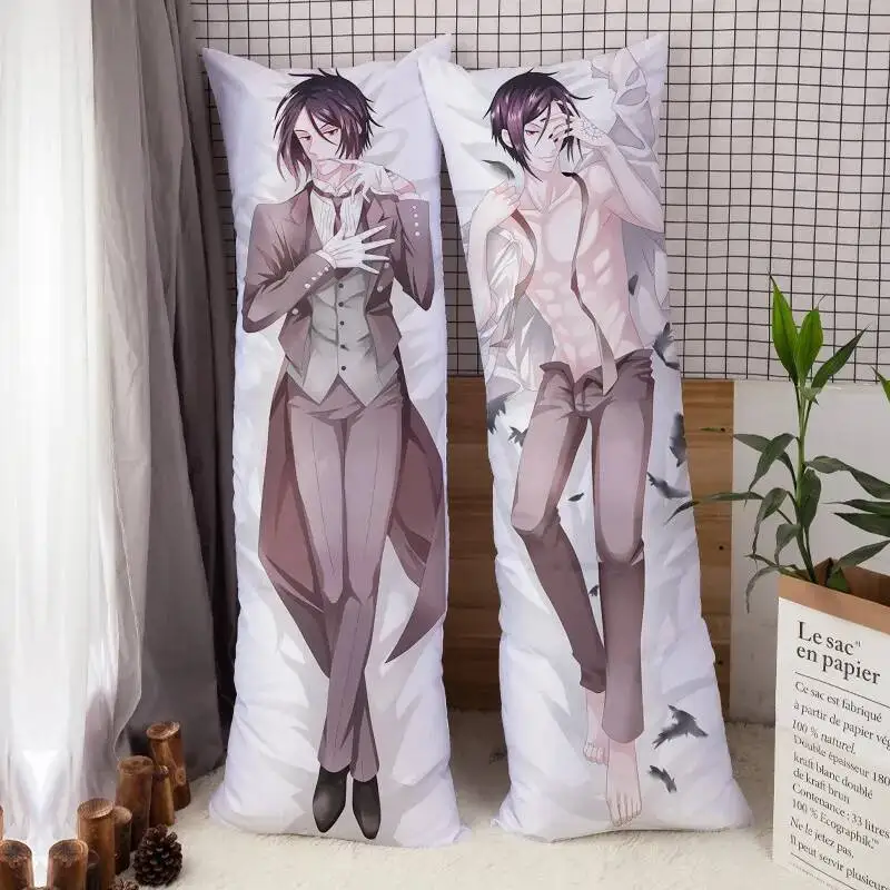 انمي ياباني كيس وسادة Kuroshitsuji الأسود بتلر سيباستيان سيل Dakimakura هينغ الجسم المخدة غطاء وسادة طويل