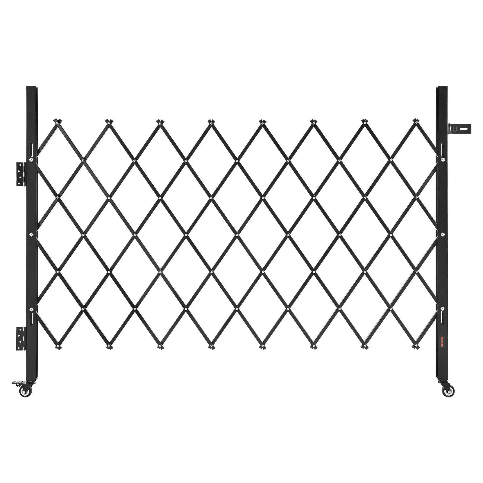 

Single Folding Security Gate, Lockable Scissor Gate with 360° Swivel Casters, Outdoor Barricade Steel Retractable Gates, for