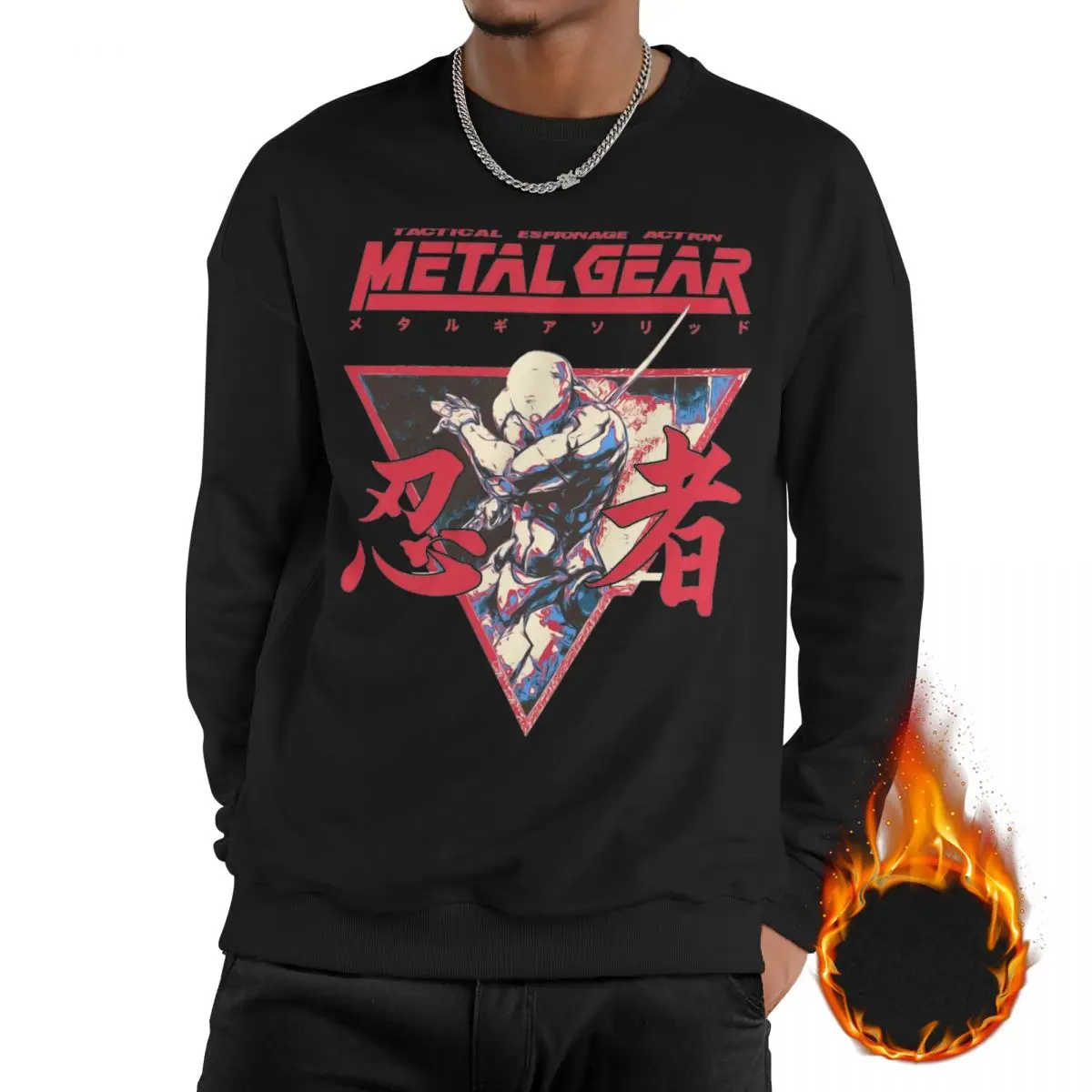 

Unisex Metal Gear Solid Snakes Games Fleece Lined Sweatshirt Warm MGS1 Long Sleeve Sweatshirts Hoodie