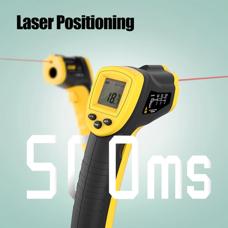 Deli Digital Infrared Thermometer -30~380℉ Contactless Temperature Tester IR Laser Pyrometer LCD Non-Contact Pyrometer