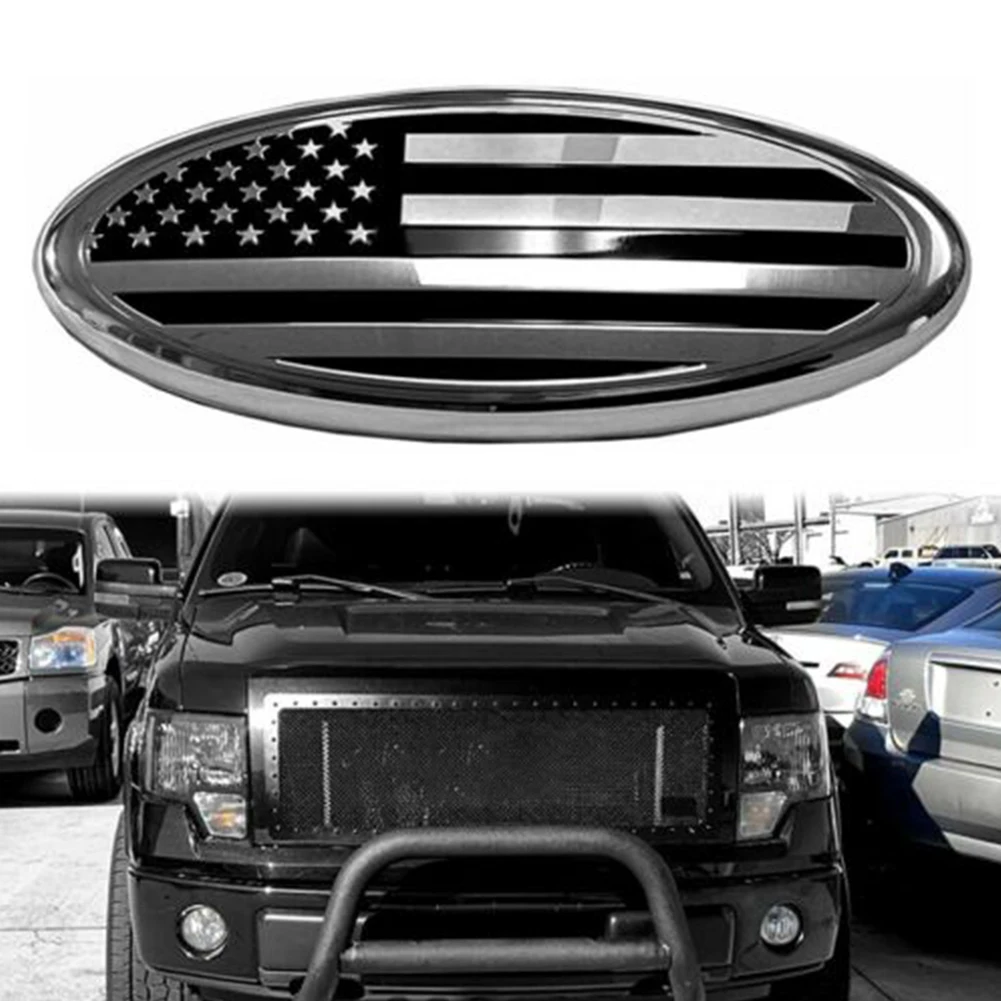 3D ABS Car Front Hood Badge Rear Trunk Sticker American Flag Grill Emblem Logo For Ford F150 F250 Explorer EcoSport EDGE Focus