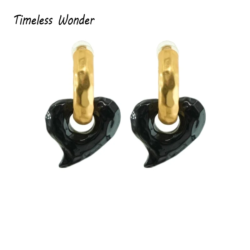 Timeless Wonder Fancy 2 Tone Detachable Heart Stud Earrings for Women Designer Jewelry Runway Brincos Trendy Rare Top 4269