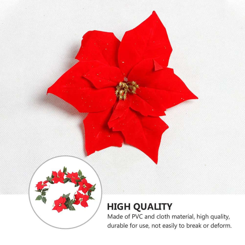 

2M Artificial Red Flower Rattan Garland Christmas Decoration For Tree Mantel Stair Handrail Diy Festive Wreath Ornament