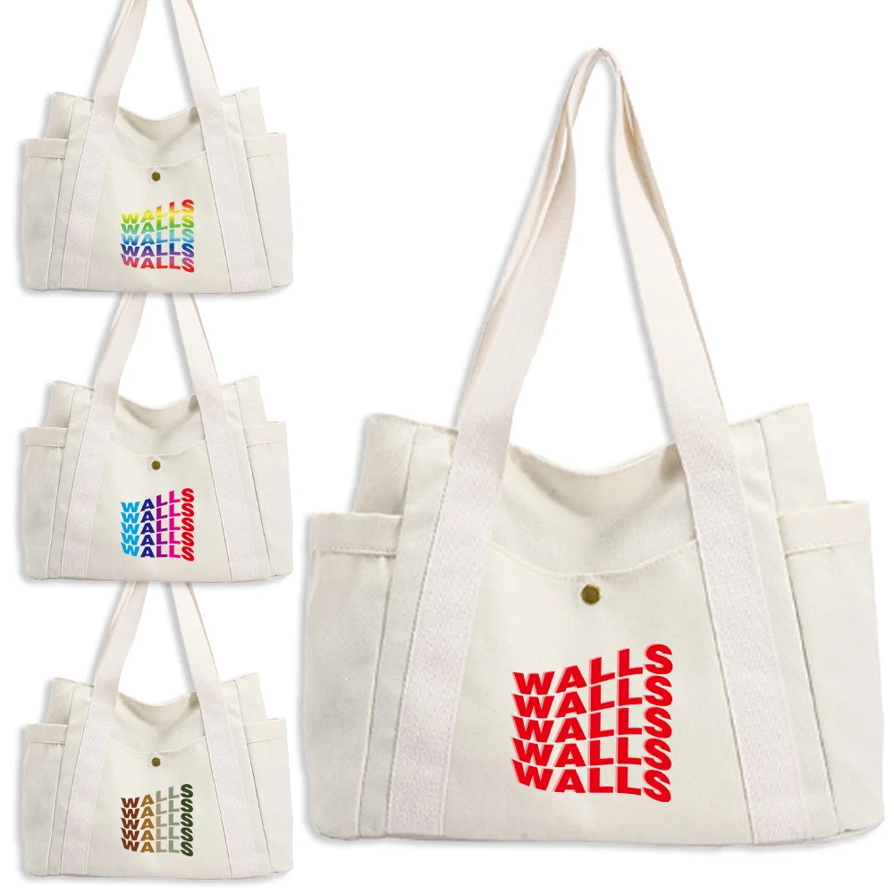 

Shopping Bags Canvas Bag Large Capacity Walls Series Stylish Single Shoulder Canvas Bag Commuting Daily Grocery Shopping Bag