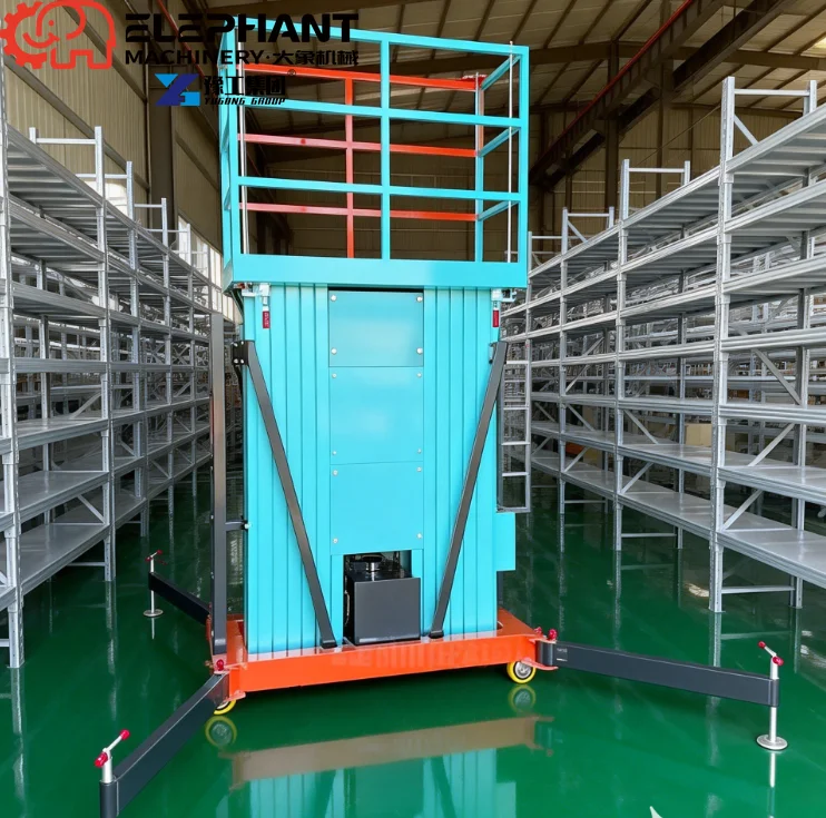 4m 8m 10m 150kg/200kg/300kg Self Propelled Hydraulic Aluminium Alloy Vertical Single Mast Lift