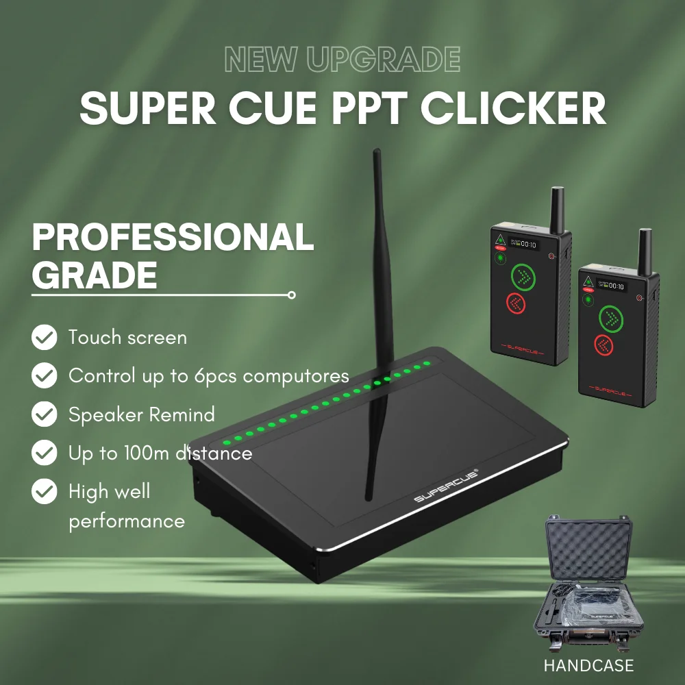 

Super Cue Intelligent PPT Clicker up to 6 Laptops Signaling System Perfect Cue Remote Presentation Controller With PC
