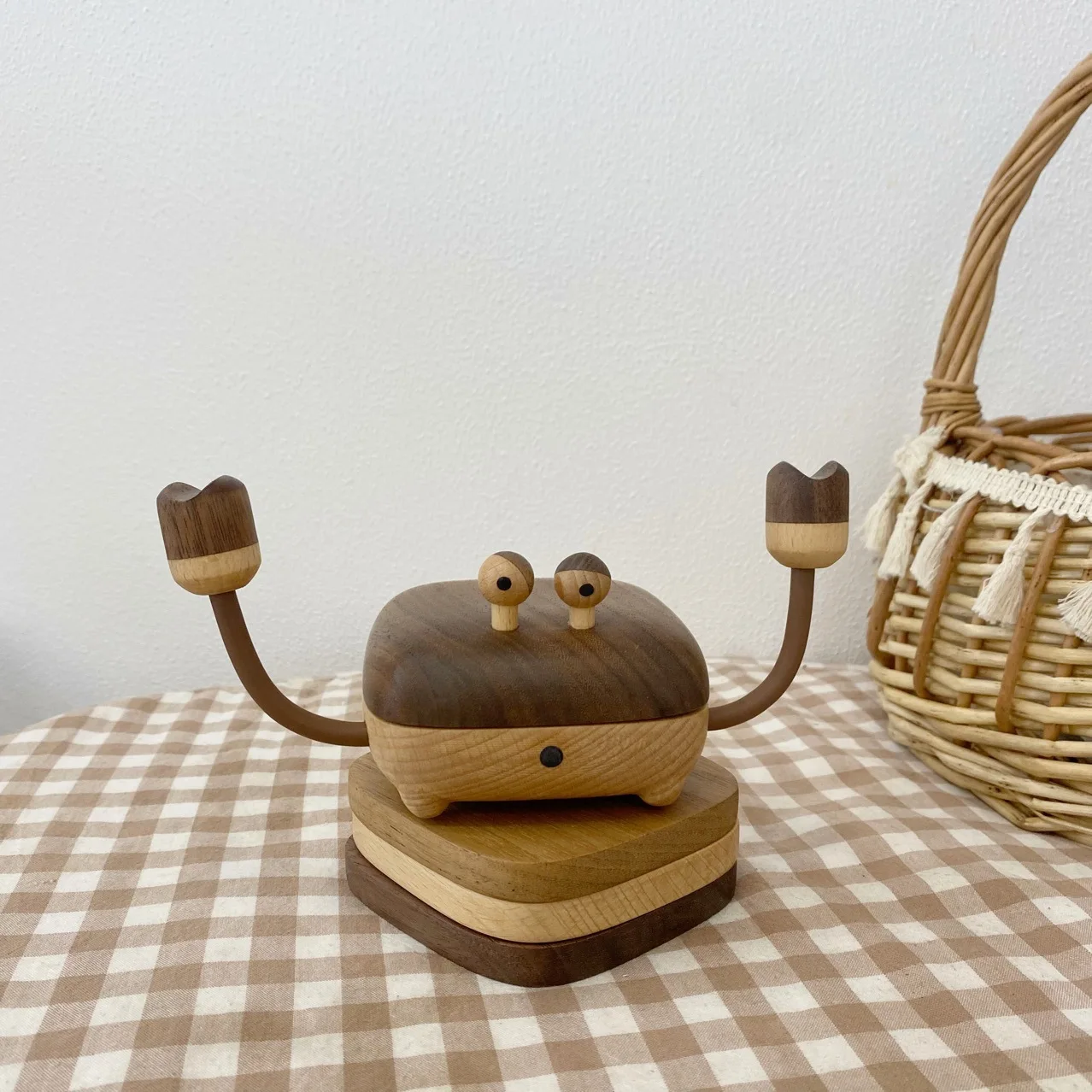 Cute Crab Coaster Drinkware Handmade Wooden Coasters with Holder Home Decoration Crab Ornament Gifts Home Decor Items