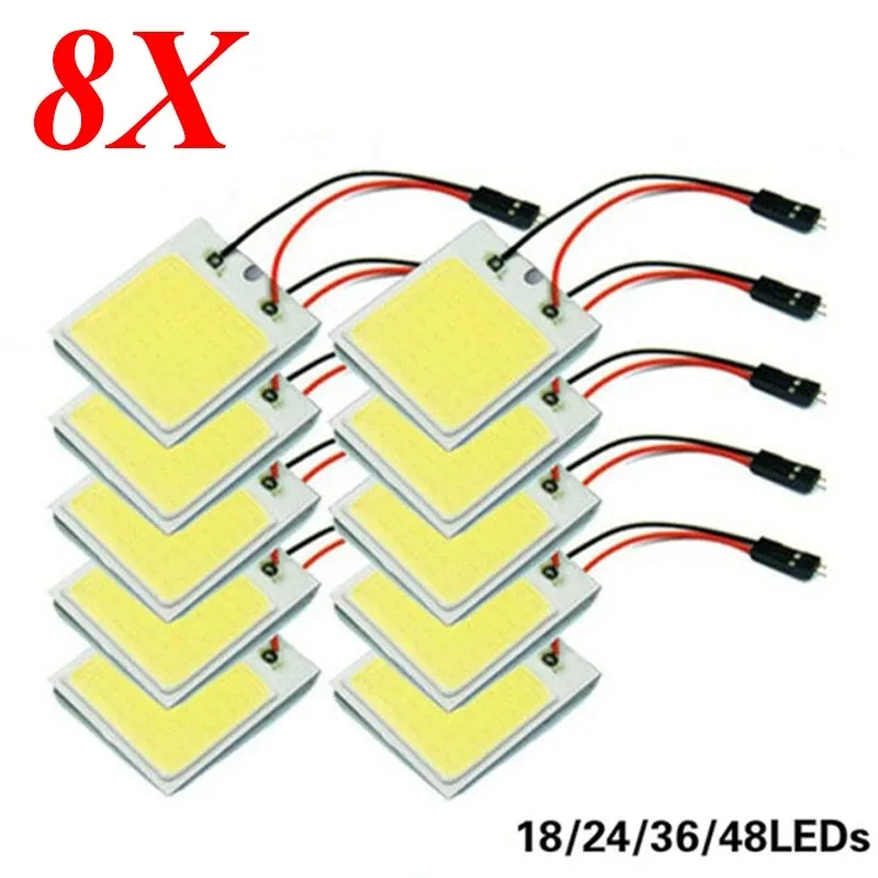 4/8PCS Car Interior Accessories 18/24/36/48 SMD T10 4W 12V COB Car Interior Panel LED Lights Lamp Bulb Car Dome Light Car Panel