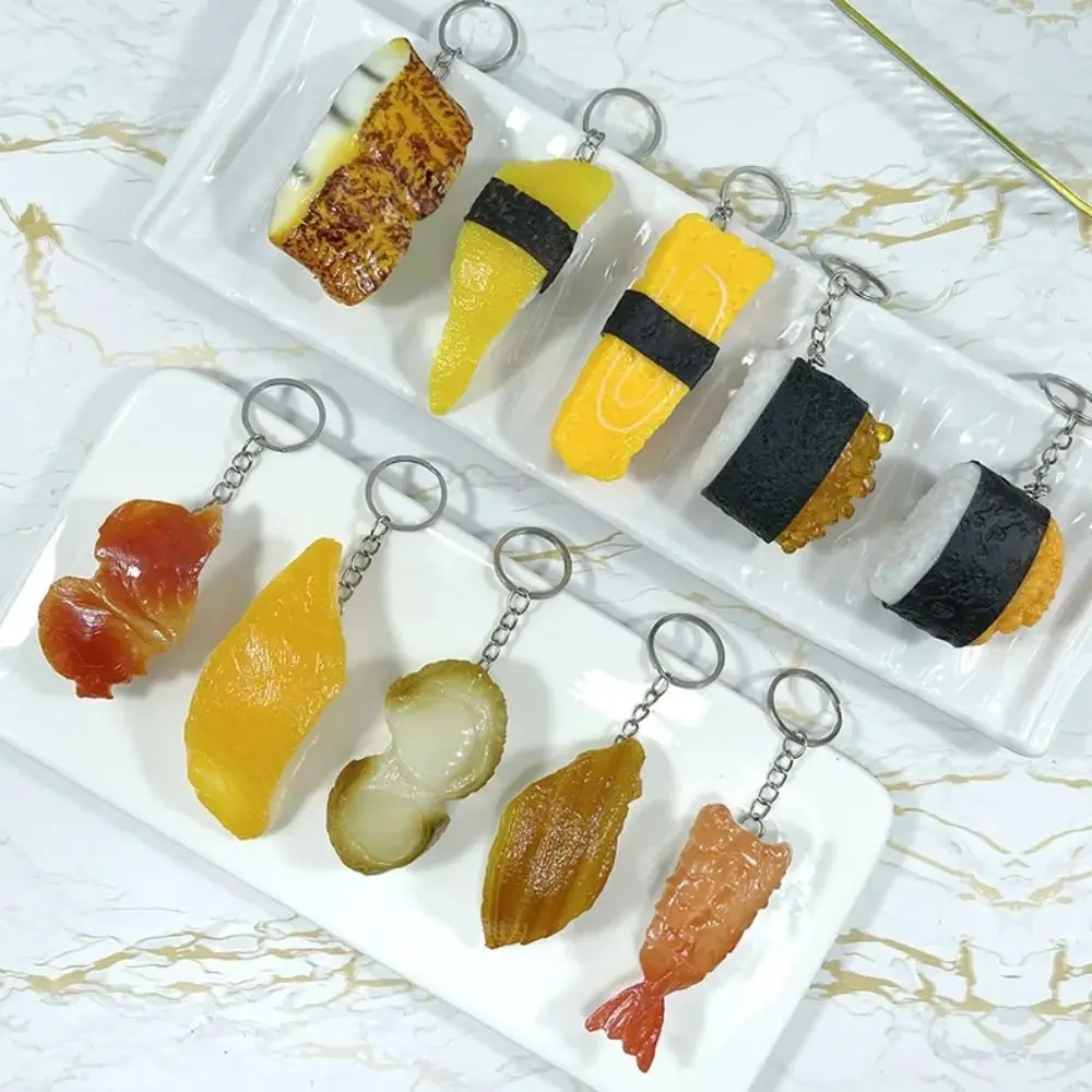 Japanese Style Simulation Food Key Chain Grilled Eel Sea ​​urchin Fake Sushi Model Keychain Tamagoyaki Bag Pendant