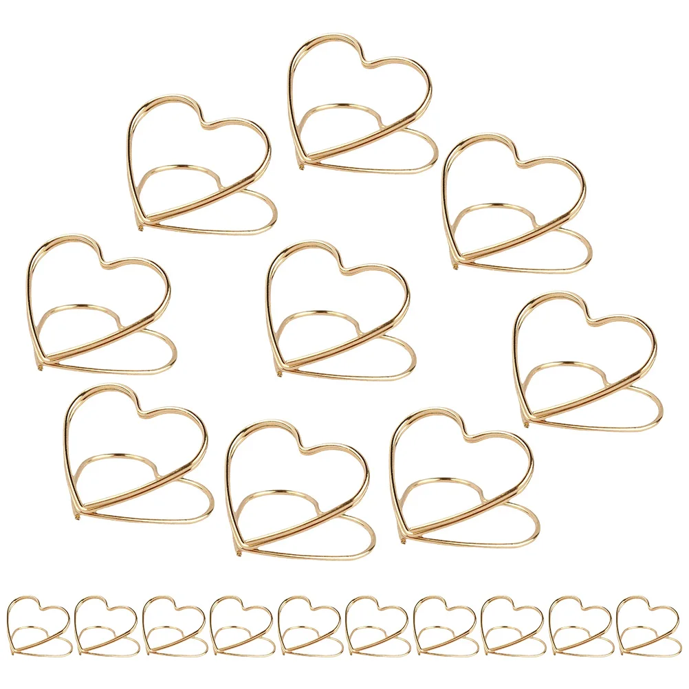 

32Pcs Wedding Table Number Holders Heart Shape Memo Clips Metal Photo Holder Display Clips Party Place Card Holders for Business