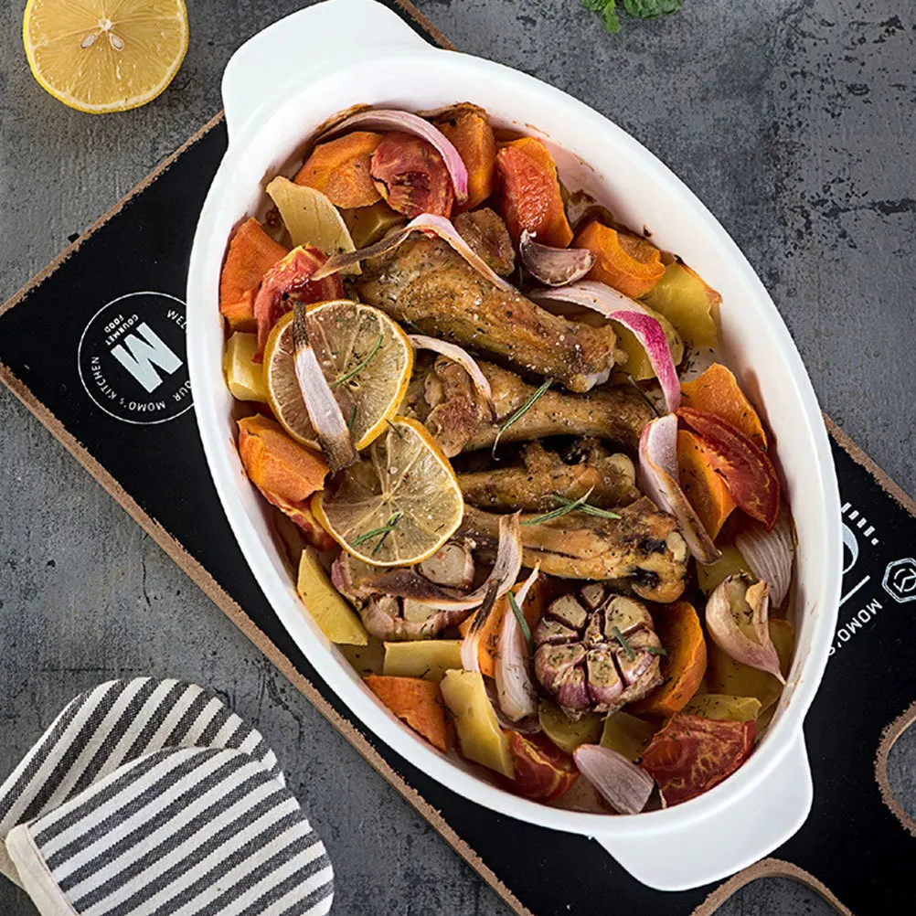

Ceramic Baking Pan Oval High Temperature Resistant Kitchen Bakeware Oven Safe Casserole Dish for Pies Lasagna Roast
