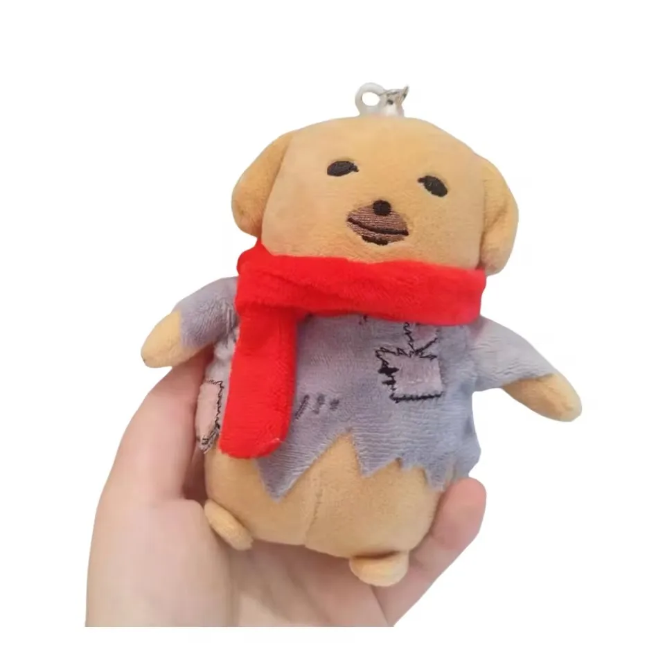 Kawaii Mini Stray Patch Puppy Plush Pendant Cotton Stuffed Red Scarf Puppy Toys Funny Keychain Bags Decor