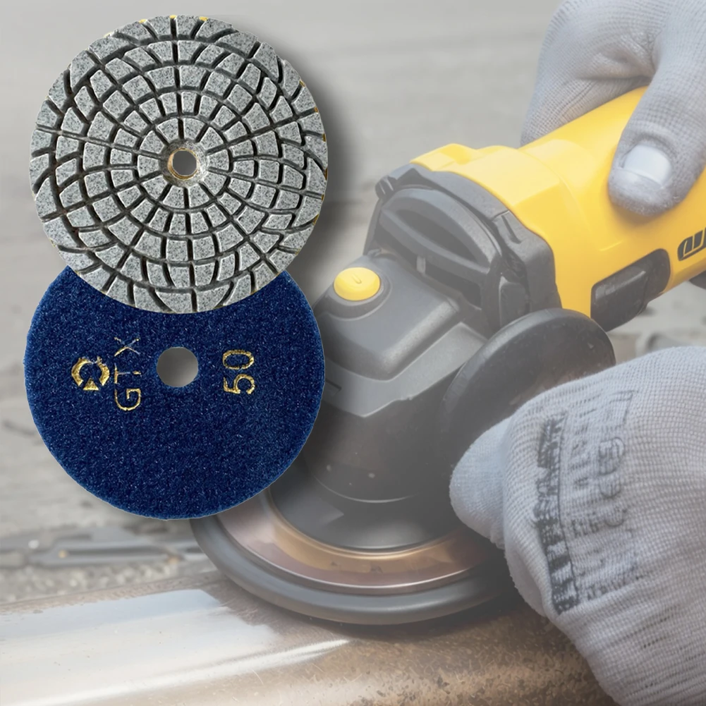 2 Pcs 100mm/4inch Diamond Polishing Pad 50-500 Grit Wet Buff Disc Abrasive Grinding Discs for Granite Stone Concrete Marble