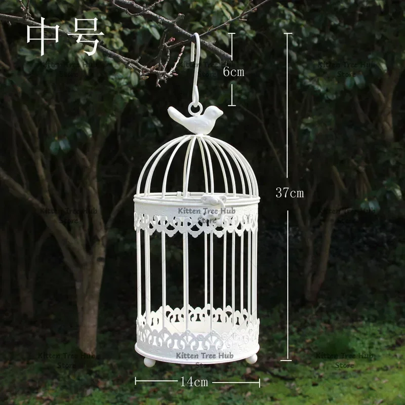 Iron Metal Bird Cage White Bird Cage Decoration Hanging Flower Pot Succulent Wedding Candle Holder Jewelry