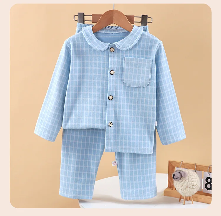 جديد أطفال الخريف منامة غير رسمية ملابس المنزل طفل الفتيان الفتيات منقوشة طويلة الأكمام التلبيب منامة الأطفال ملابس خاصة الدافئة مجموعة ملابس