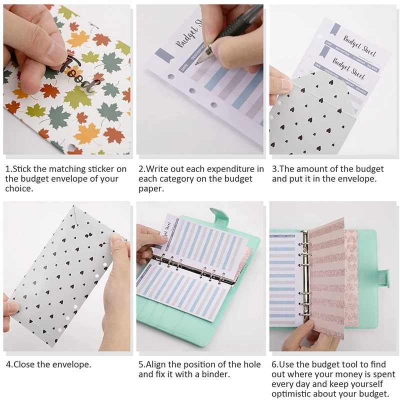 Hot TTKK A6 Binder Budget เงินสดซอง, Budget Planner Organizer ระบบสําหรับ Budgeting และ Saving เหมาะสําหรับทุกโอกาส