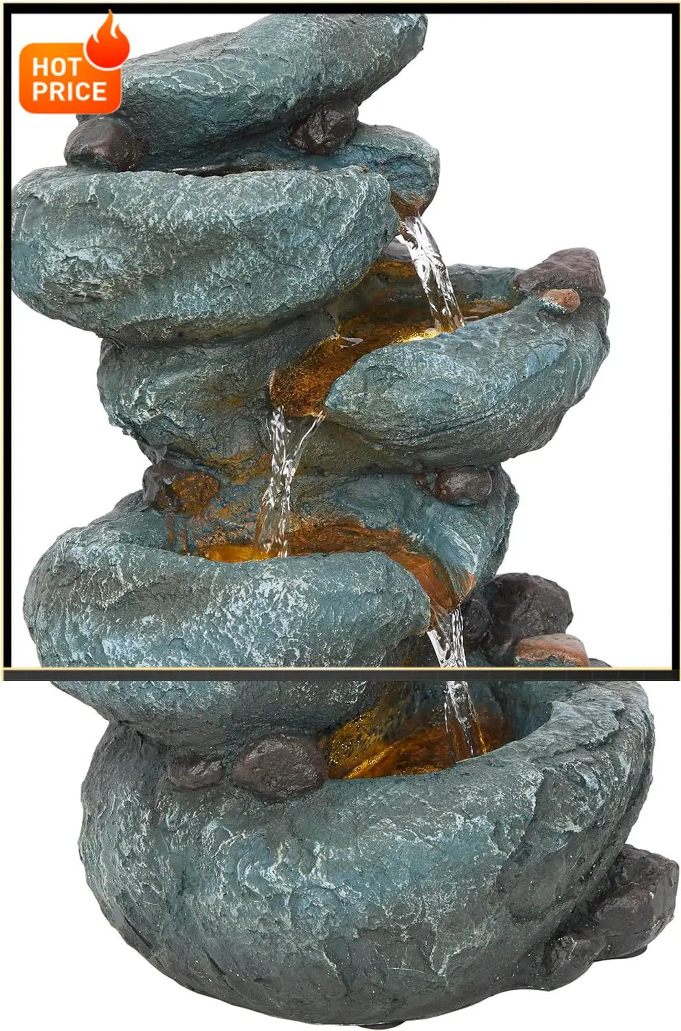 

BestsellerTZL418 14" 3 Tier Rock Fountain with LED Lights, Elegant Cascading Water Feature for Tabletop, Indoor Decor, Relaxing