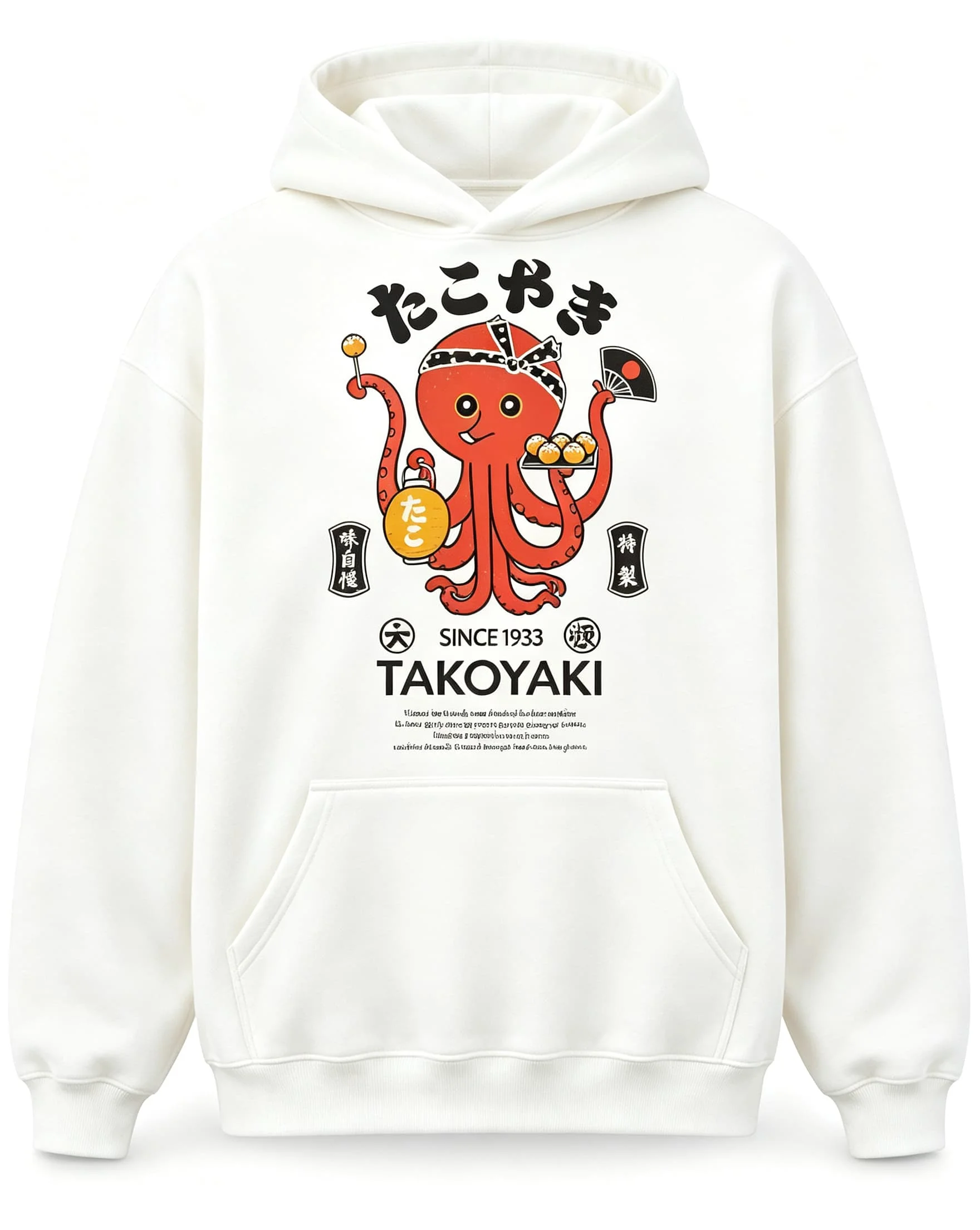 Japanese Octopus Chef Printed Autumn Winter Fun Unisex Styles Men Pullover Women Sweatshirt Boys Top Children Cotton Kids Hoodie