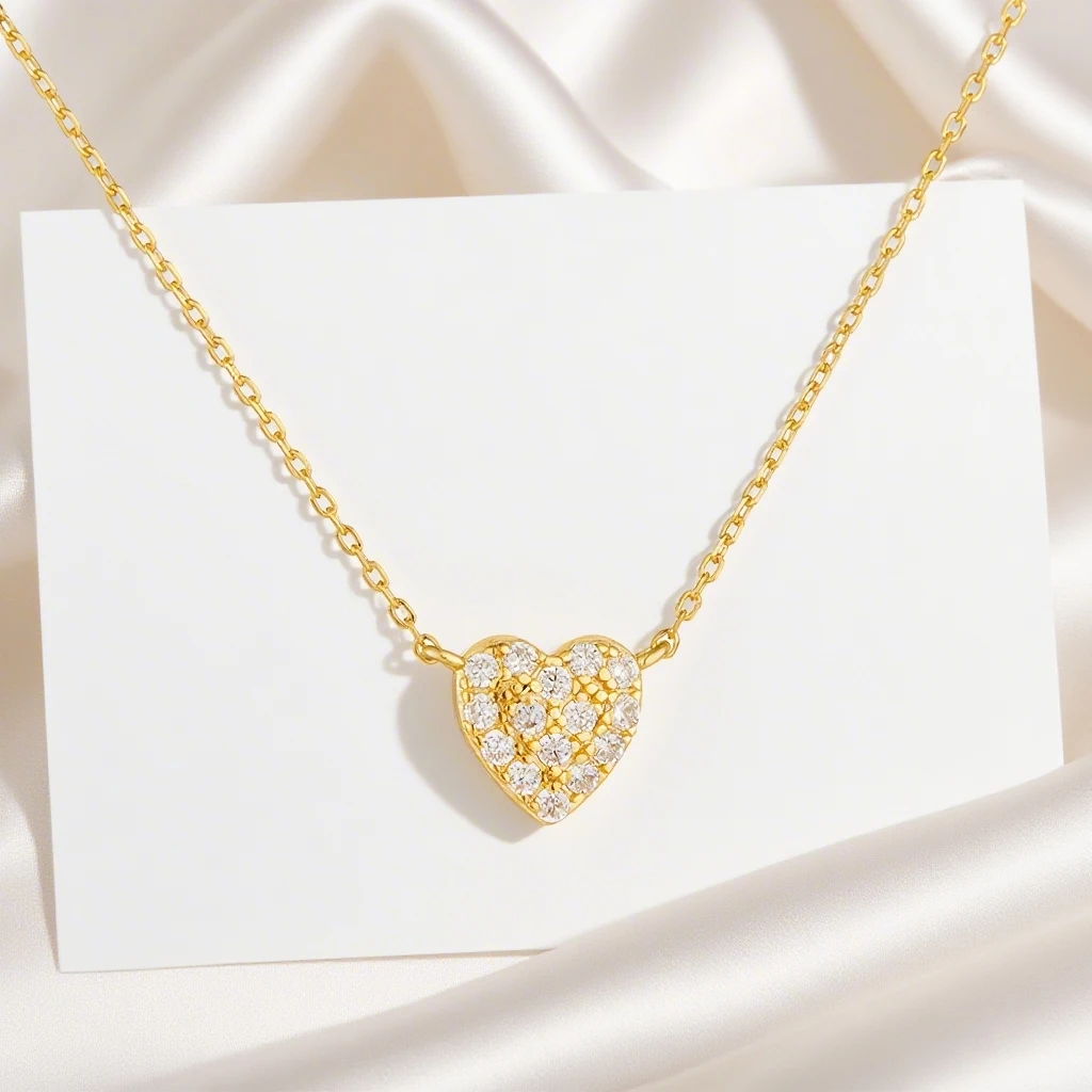 

FULSUN Cubic Zirconia Paved Heart Pendant Necklace 925 Sterling Silver 14K Gold/Rhodium Plated Women's Romantic Jewelry