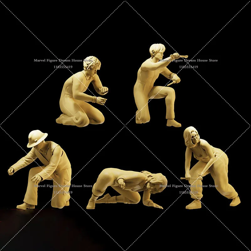 1/64 1/43 1/35 Miniature Scene Doll White Model Un-panited Vehicle Condition Inspection Team Car Mechanic Prop Male Action Figur