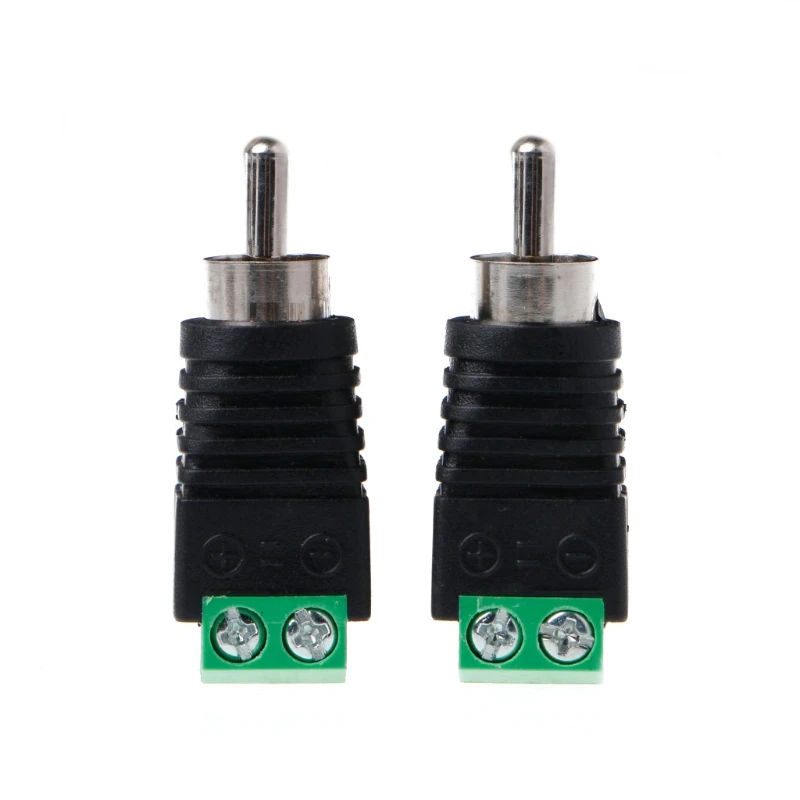 L74B 3 Pcs RCA Male Plug to Terminal Connector Video Balun 2 Screw