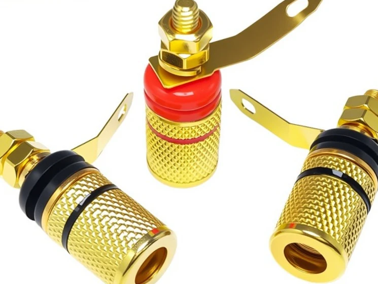 307 gold-plated terminal block, zinc alloy 4mm banana plug socket terminal, speaker audio terminal block, 1 piece
