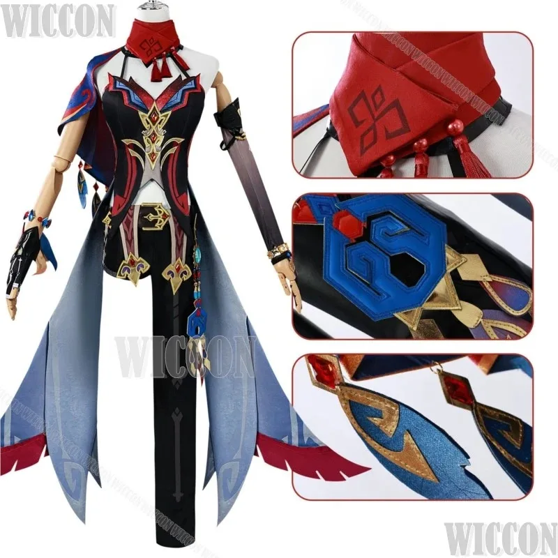 Chasca Spiel Genshin Impact Cosplay Kostüm Prop Red Braid Perücke Frauen Cowboy Hut Anzug Sexy Kleidung Halloween Party Roleplay Sets;